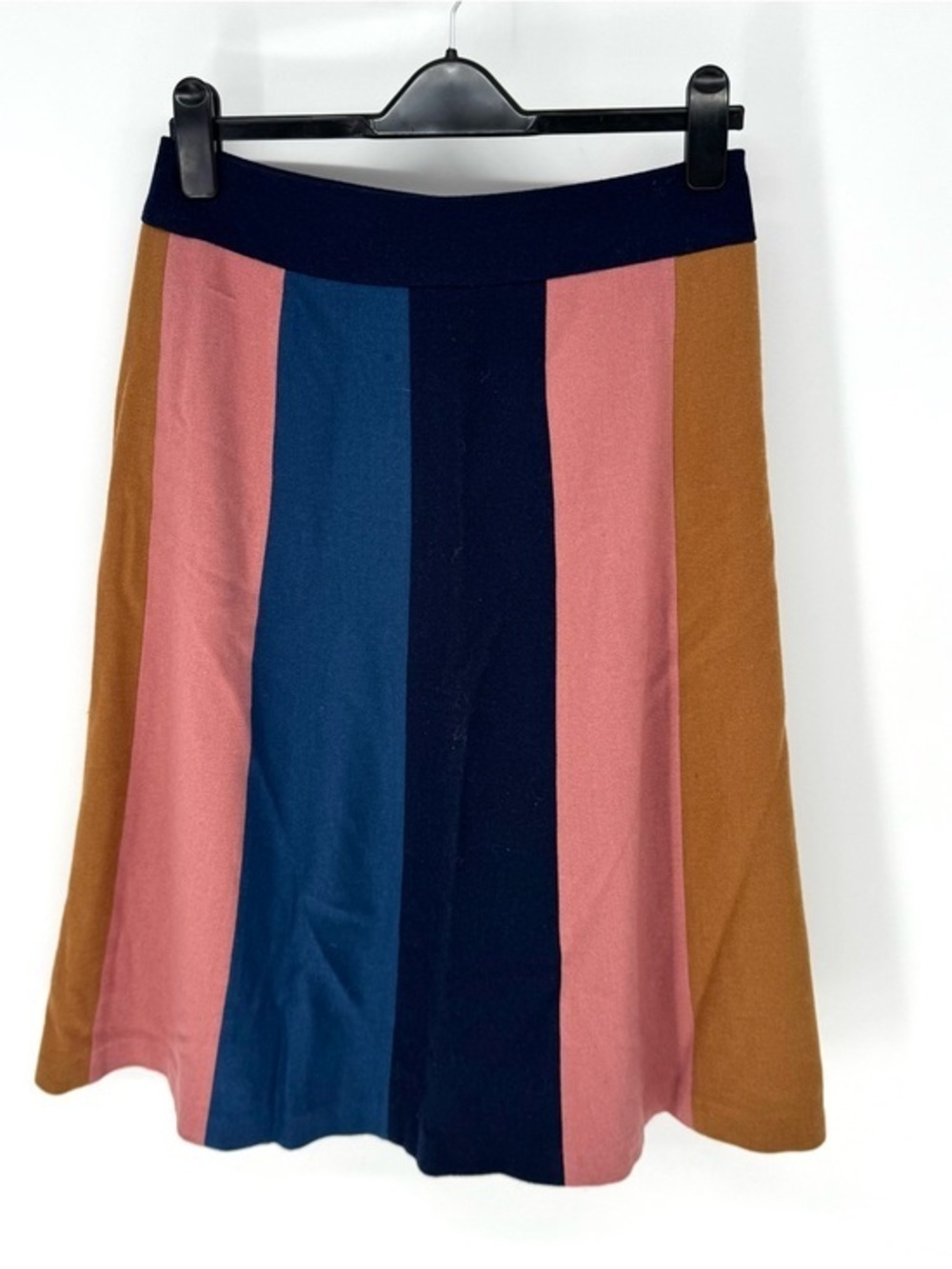 Boden Striped wool blend Maximalism A-Line Knit Skirt - Navy, Blue, Pink, Brown